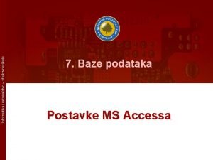 Informatika i raunalstvo strukovne kole 7 Baze podataka