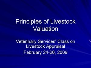 Livestock valuation methods