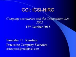 CCI ICSINIRC Company secretaries and the Competition Act