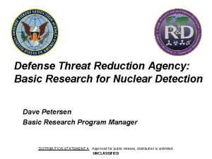 Defense Threat Reduction Agency Basic Research for Nuclear