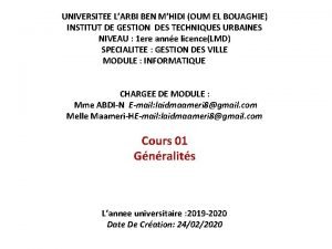 UNIVERSITEE LARBI BEN MHIDI OUM EL BOUAGHIE INSTITUT