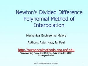 Newtons Divided Difference Polynomial Method of Interpolation Mechanical