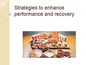 Strategies to enhance performance and recovery Nutritional needs