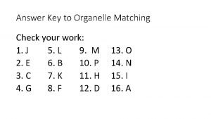 Cell organelle matching answers