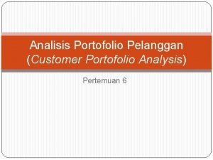 Customer portfolio analysis