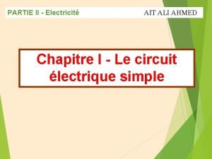 PARTIE II Electricit AIT ALI AHMED Chapitre I