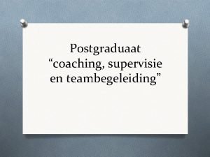Postgraduaat coaching