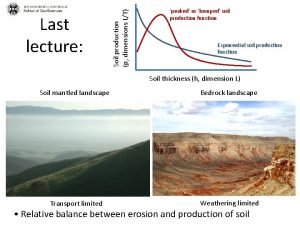 Soil production p dimensions LT Last lecture peaked