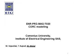 ENRPRD MAGT 020 CORC modelling Comenius University Institute