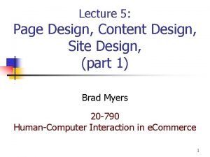 Lecture 5 Page Design Content Design Site Design