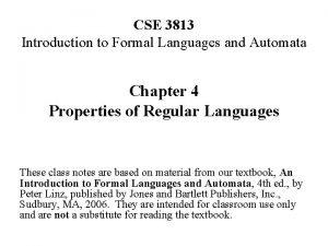 CSE 3813 Introduction to Formal Languages and Automata