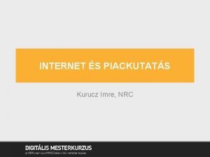 INTERNET S PIACKUTATS Kurucz Imre NRC MIT TUD