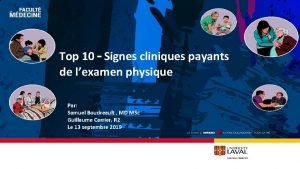 Top 10 Signes cliniques payants de lexamen physique