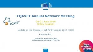 EQAVET Annual Network Meeting 20 21 June 2018