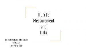 ITL 516 Measurement and Data By Toula Horiates