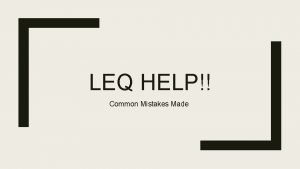 How to format an leq