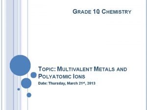 Multivalent metals and polyatomic ions