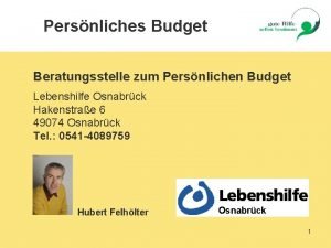Persnliches Budget Beratungsstelle zum Persnlichen Budget Lebenshilfe Osnabrck