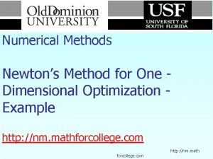 Numerical Methods Newtons Method for One Dimensional Optimization