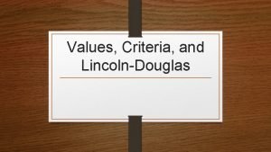 Value criteria