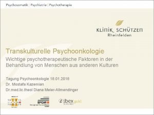 Transkulturelle Psychoonkologie Wichtige psychotherapeutische Faktoren in der Behandlung