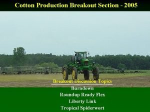 Cotton Production Breakout Section 2005 Breakout Discussion Topics