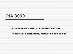 PIA 3090 COMPARATIVE PUBLIC ADMINISTRATION Week Six Socialization