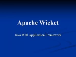 Apache wicket examples