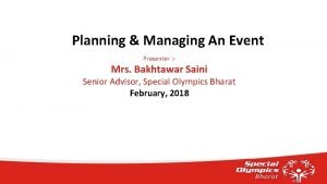 Planning Managing An Event Presenter Mrs Bakhtawar Saini