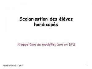 Scolarisation des lves handicaps Proposition de modlisation en