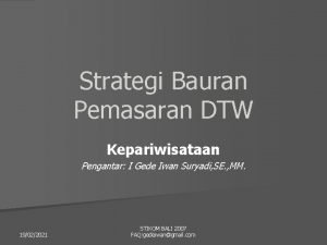 Strategi Bauran Pemasaran DTW Kepariwisataan Pengantar I Gede