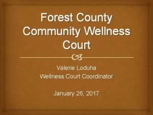Forest County Community Wellness Court Valerie Loduha Wellness