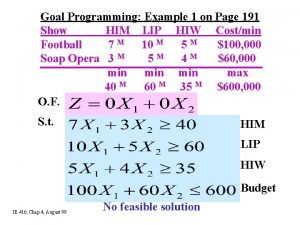 Goal Programming Example 1 on Page 191 Show