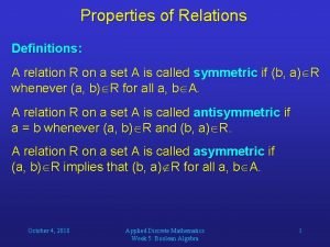 Properties of relations Properties of relations