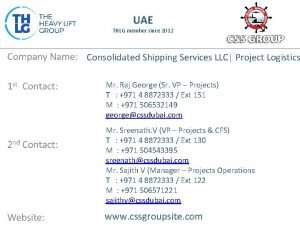 UAE THLG member since 2012 Consolidated Shipping Services