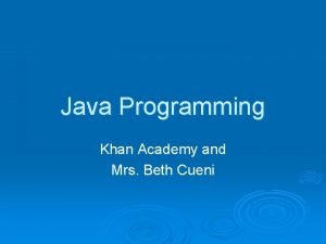 Khan academy programming