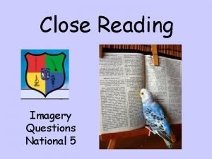 Close Reading Imagery Questions National 5 Learning Intentions