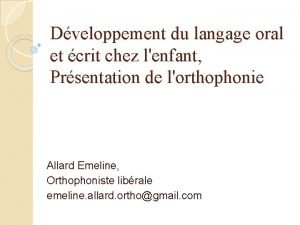 Dveloppement du langage oral et crit chez lenfant