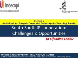 Session 4 SouthSouth and Triangular Cooperation Partnerships for