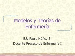 Modelos y Teoras de Enfermera E U Paula