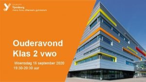 Ouderavond Klas 2 vwo Woensdag 16 september 2020