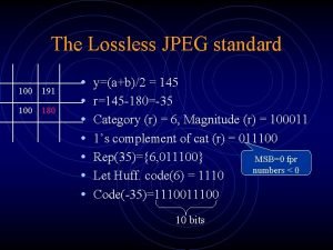 The Lossless JPEG standard 100 191 100 180