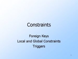 Constraints Foreign Keys Local and Global Constraints Triggers