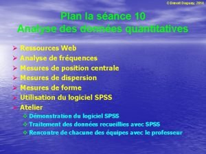 Benoit Duguay 2014 Plan la sance 10 Analyse