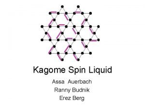 Kagome Spin Liquid Assa Auerbach Ranny Budnik Erez