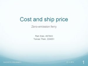 Cost and ship price Zeroemission ferry Ran Xiao