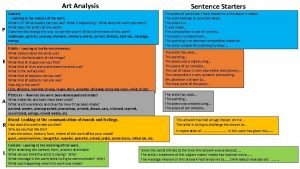 Sentence starters for photography analysis