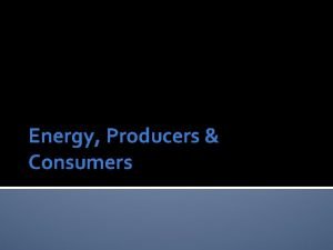 Energy Producers Consumers Primary Producers Huge Big Idea