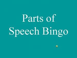 Parts of speech bingo