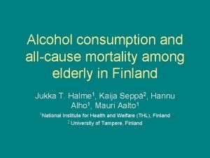 Alcohol consumption and allcause mortality among elderly in